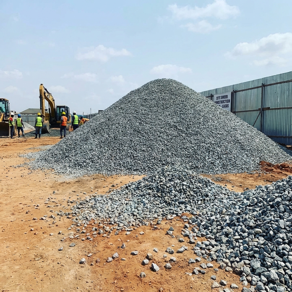 Construction site granite pile